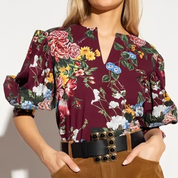 SEE BY CHLOÉ Tops - $395 NWOT SEE BY CHLOÉ Floral Print Cotton Top Blouse Size 40 Multicolor